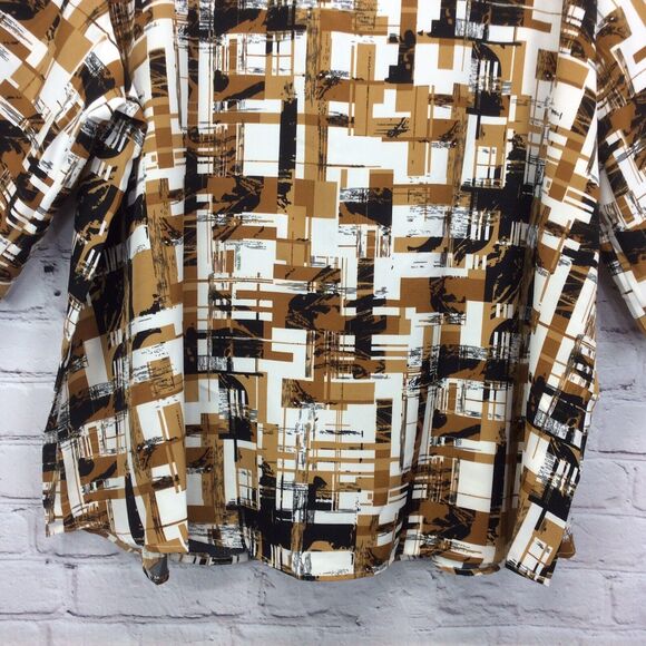 Bloomchic Tunic Womens Plus 22/24 Abstract V Neck Roll Tab Sleeve Faux Button Up - Picture 5 of 12